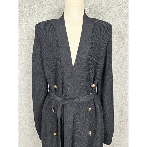 International Concepts Metallic Double-Breasted Cardigan Black Plus 0X NWT's - Picture 2 of 8